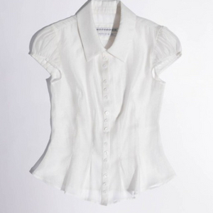 스컬프터 Sheer Pleated Hem Blouse