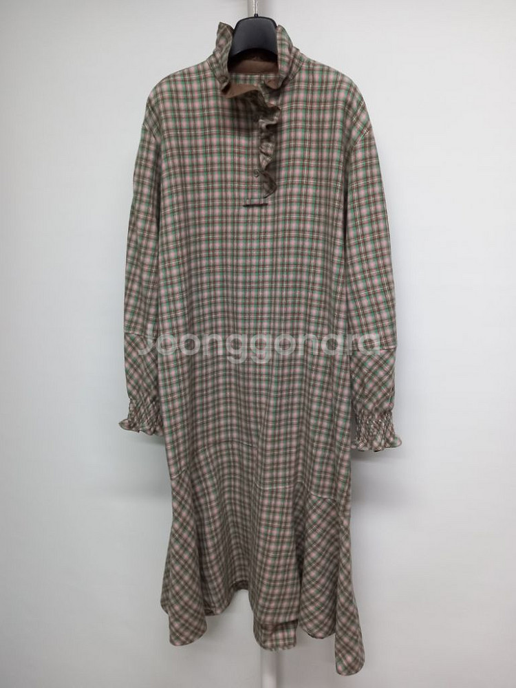 시스템 춘추동 체크 패블럼 맥시 롱 원피스 F 44-7--2