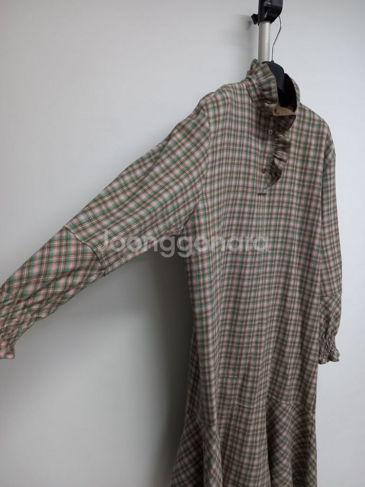 시스템 춘추동 체크 패블럼 맥시 롱 원피스 F 44-7--3