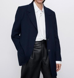 택부착) 자라 네이비 오버핏 자켓--2