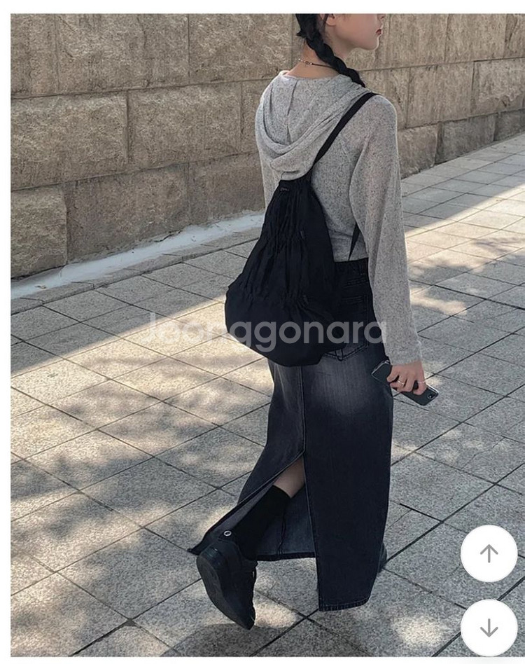 에이블리 애니원모어 블랙 데님롱 스커트 M--2