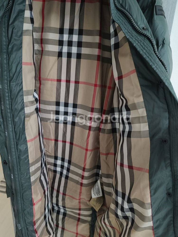 BURBERRY정품 초경량 거위털롱패딩 다크그린 폴리아--7
