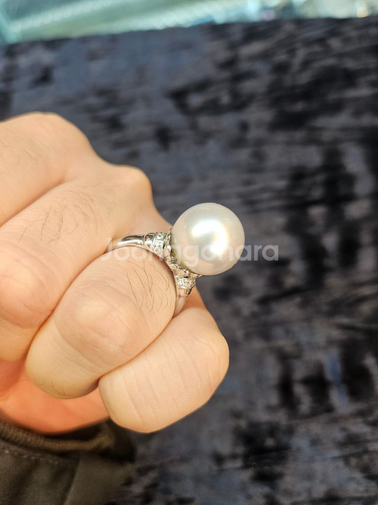 해수진주18k 사이드 다이아 반지--1