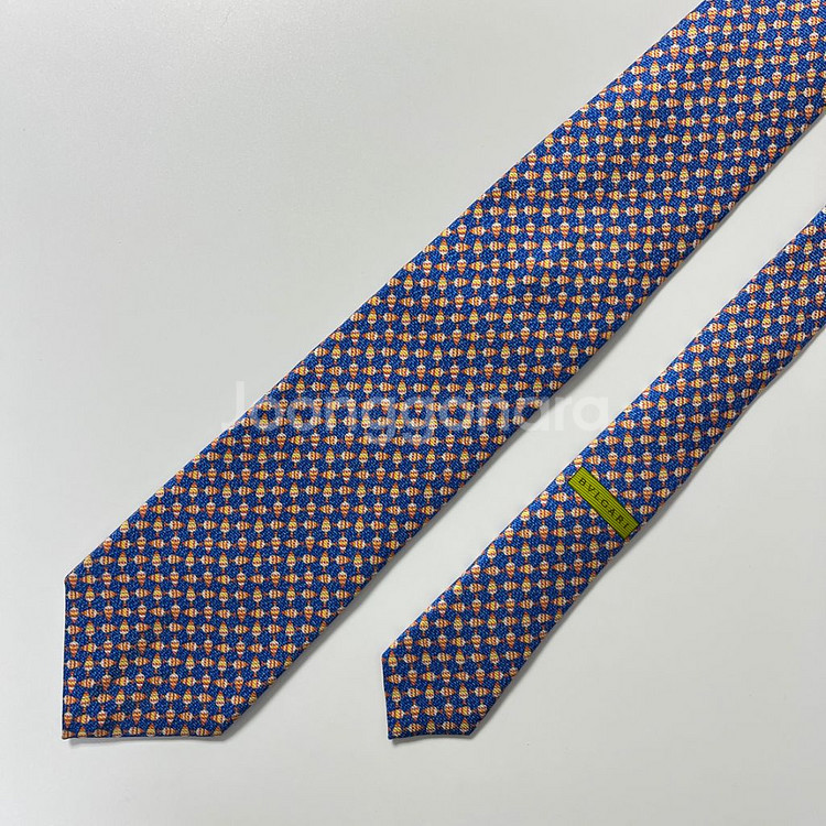 명품 불가리 넥타이 9.5cm 블루 컬러--2
