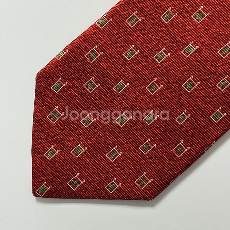 명품 불가리 넥타이 9.5cm 어두운 레드 컬러--7