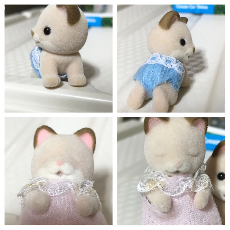 실바니안 단종 올드 영국판 크림캣 슬리핑 아기 박스 이미지