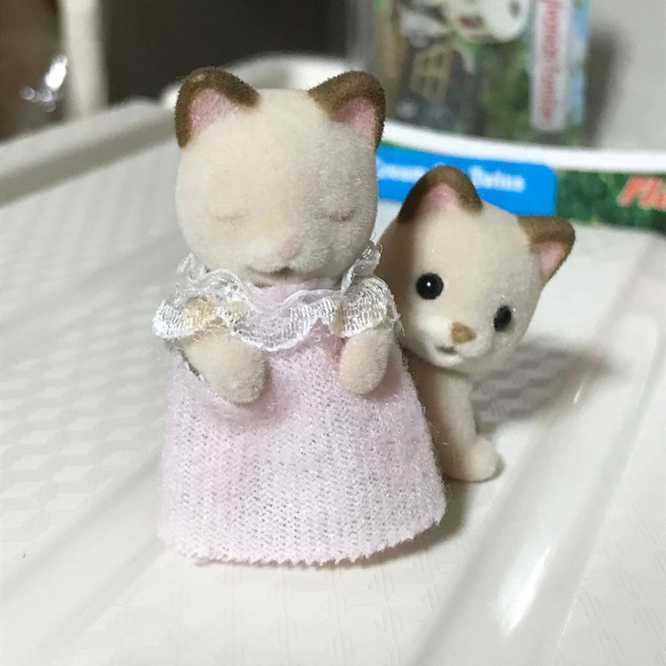 실바니안 단종 올드 영국판 크림캣 슬리핑 아기 박스 이미지