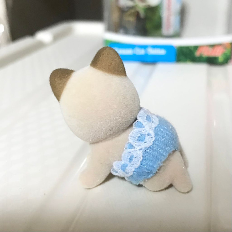 실바니안 단종 올드 영국판 크림캣 슬리핑 아기 박스 이미지