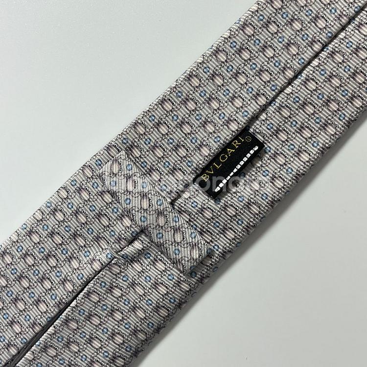 명품 신형 불가리 넥타이 7.5cm 실버 그레이 컬러--4