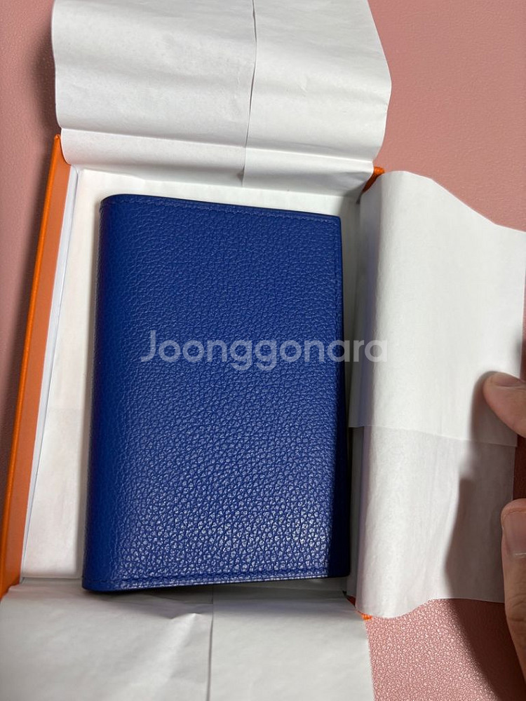에르메스 카드지갑 블루로얄--1