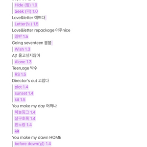 급처) 세븐틴 앨범 풀세트 양도