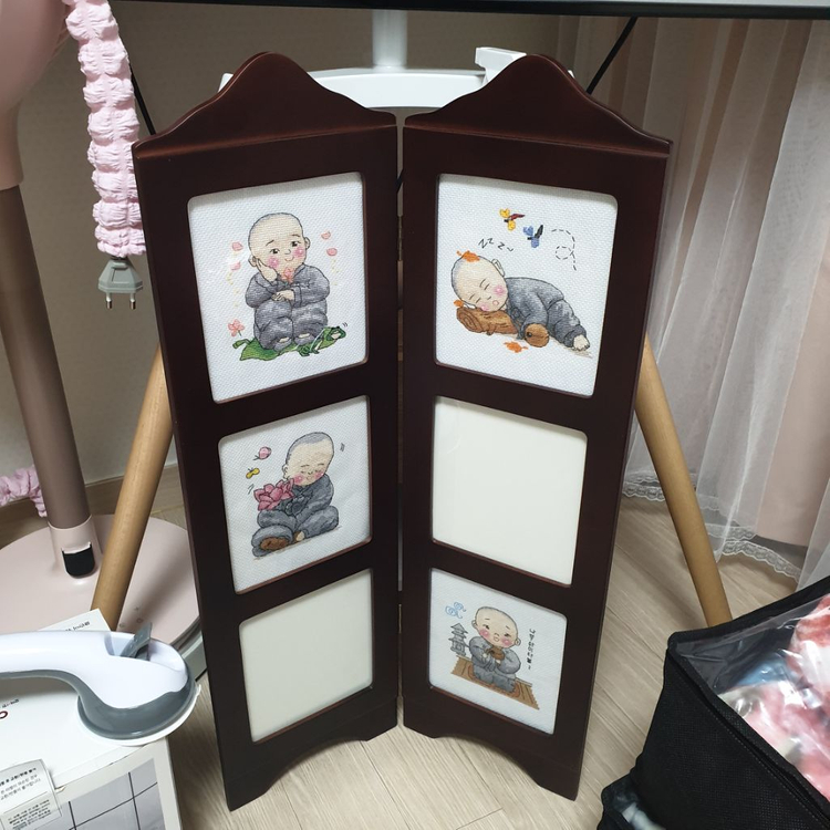 원목 파티션 액자 6구 액자 십자수 사진액자 도안포함 #상태 깨끗함# 이미지