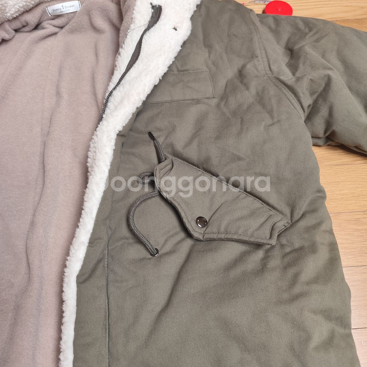 새제품 (3XL) 양털 내피 야상 개파카 카키--8
