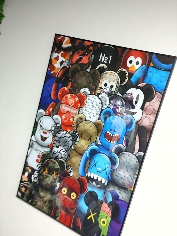 베어브릭 슈프림 피규어 대형 그림 액자 인테리어소품--5