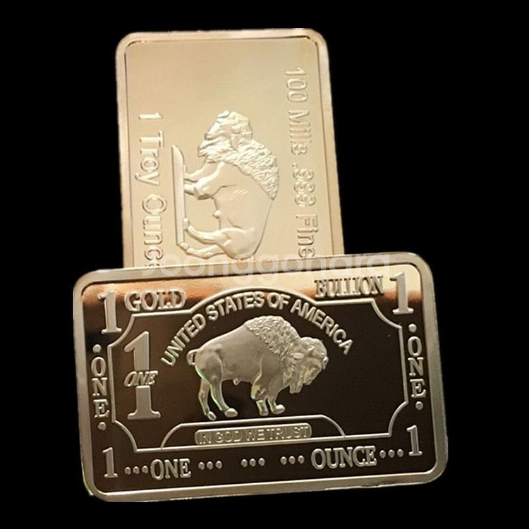 새 24K 버팔로 코팅 GP 1온스 골드바 황금 수집--3