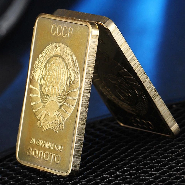 새 24K 도금 러시아 CCCP 골드바 황금 기념주화 금괴 모형 소련 USSR 기념품 수집용 컬렉션 전시 장식 취미 이미지