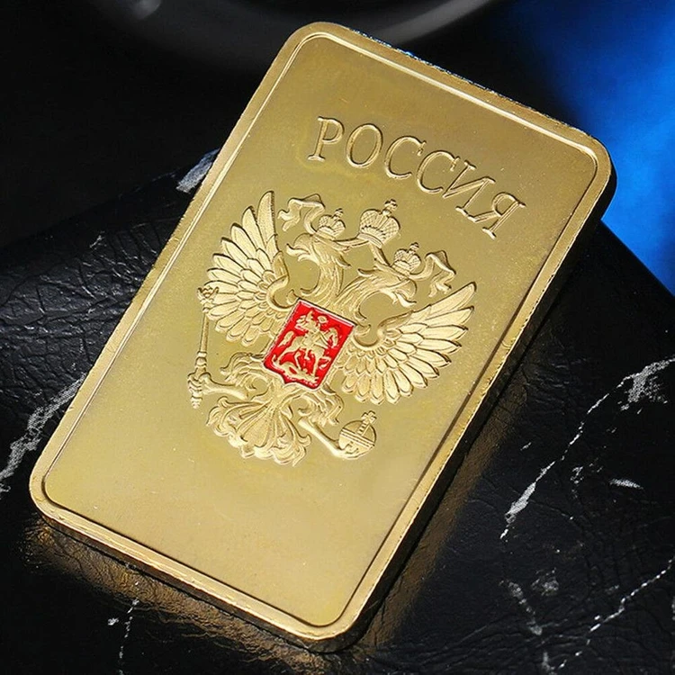 새 24K 도금 러시아 CCCP 골드바 황금 기념주화 금괴 모형 소련 USSR 기념품 수집용 컬렉션 전시 장식 취미 이미지