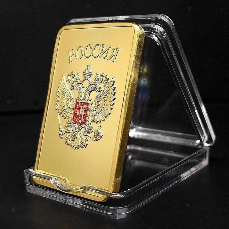 새 24K 도금 러시아 CCCP 골드바 황금 기념주화 금괴 모형 소련 USSR 기념품 수집용 컬렉션 전시 장식 취미 이미지