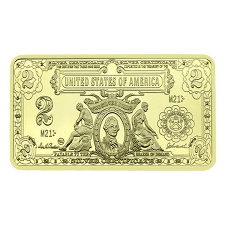 새 미국 2달러 골드바 기념 금 도금 금속 동전 선물--2