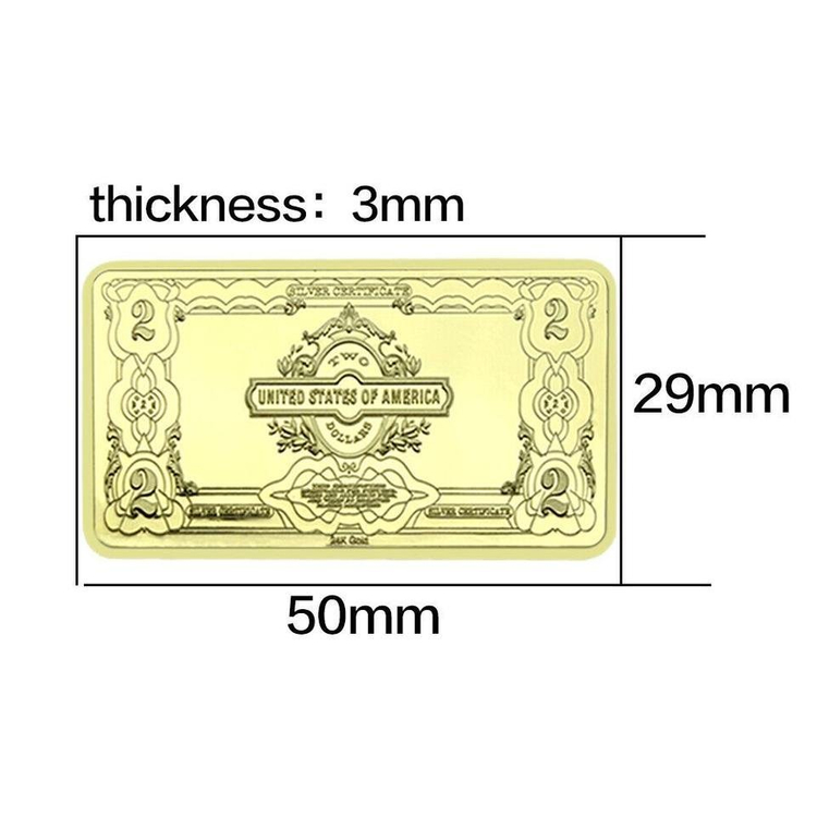 새 미국 2달러 골드바 기념 금 도금 금속 동전 선물--3