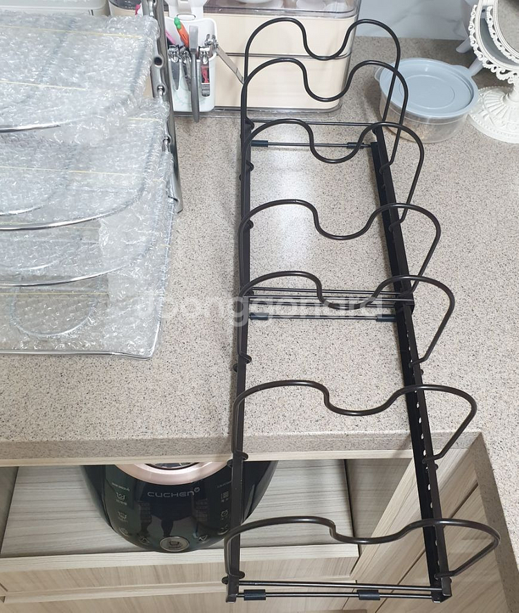 주방 후라이팬 냄비 정리대 길이 조절가능 거치대--2