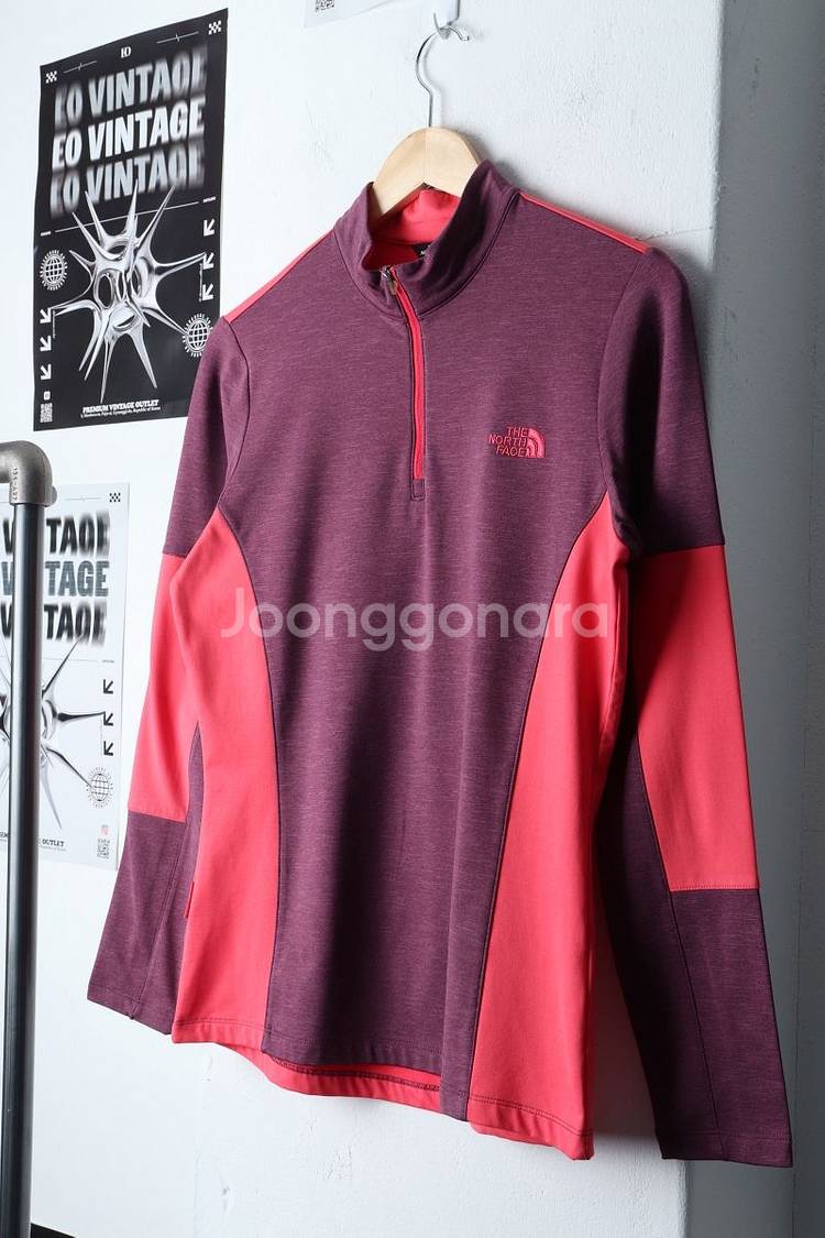 W(L-XL) 노스페이스 카라 긴팔티셔츠 퍼플 반집업--0