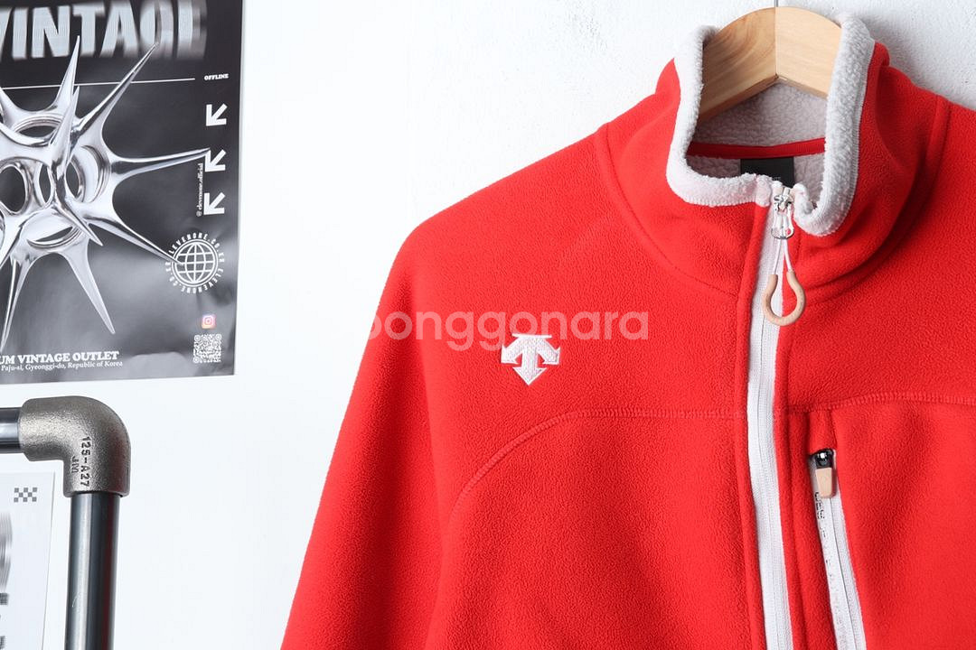 (XL) 데상트 집업 바람막이 점퍼자켓 레드 플리스--2