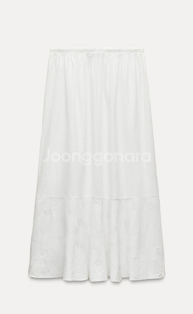 택부착) 자라 린넨 자수 롱스커트--1