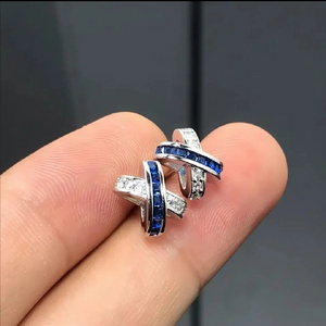 CHAUMET 블루사파이어 엑스 귀걸이