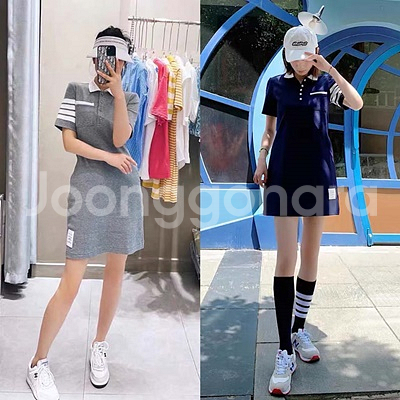 톰브라운 사선 강아지 폴로 반팔 원피스 2칼라--1