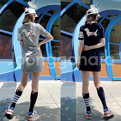 톰브라운 사선 강아지 폴로 반팔 원피스 2칼라--2