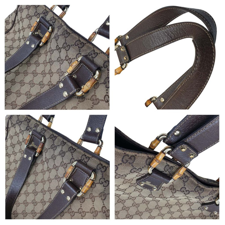 구찌 GG 캔버스 뱀부 토트백 베이지 가방 백 이미지