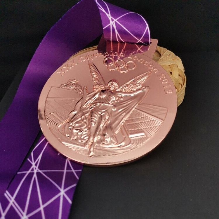 새 2012년 런던 올림픽 동메달 메달 리본 기념 장식 이미지