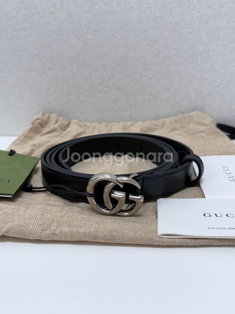 (새상품)구찌 GG 마몬트 씬 벨트 은장--1