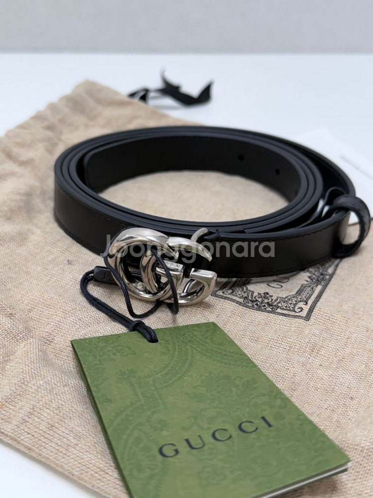 (새상품)구찌 GG 마몬트 씬 벨트 은장--4