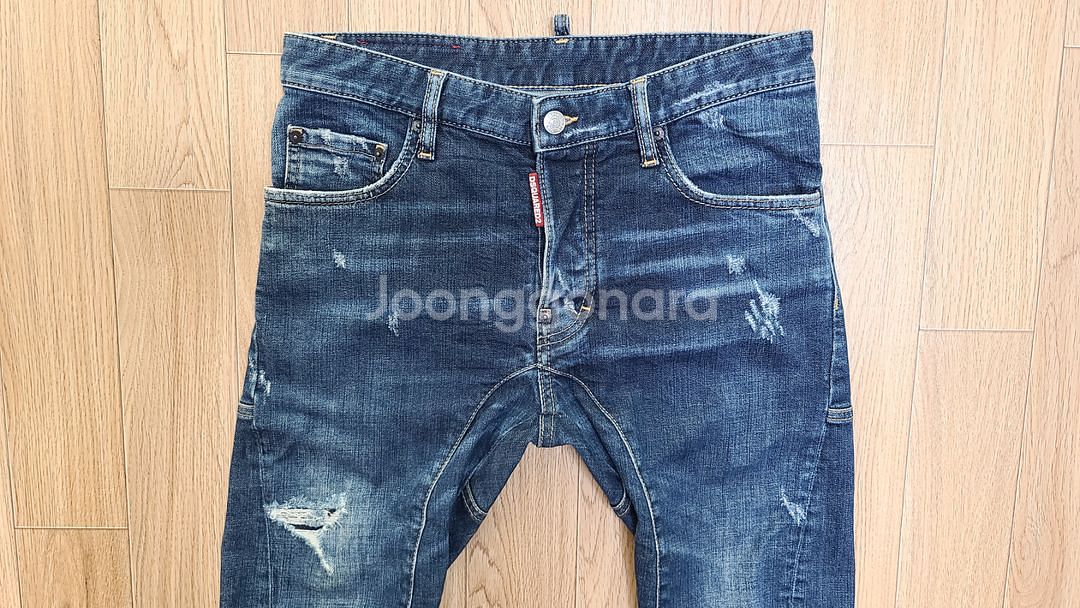 정품 디스퀘어드 가죽패치 타이티 바이커진 청바지 44--2