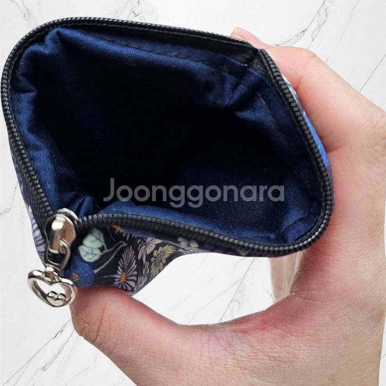 [새상품]핸드메이드 블루 플라워 파우치 카드지갑 동전지--4