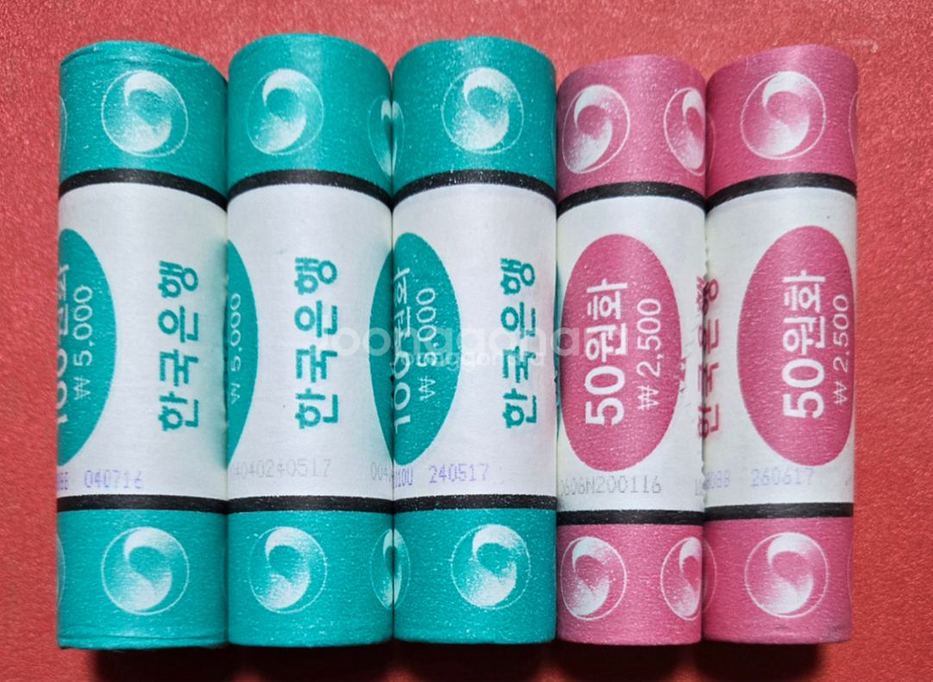 한국은행 롤 동전 주화. 100원. 50원 롤 주화--0