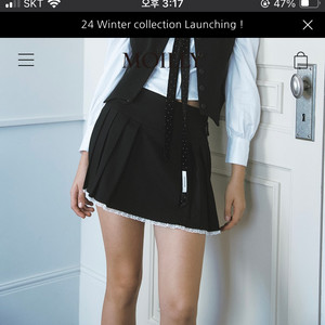 모일리 lace pleats skirt black S