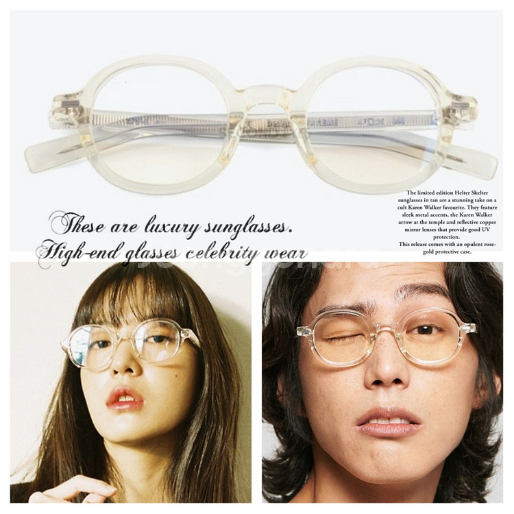 빈티지 클리어 타원 안경--0