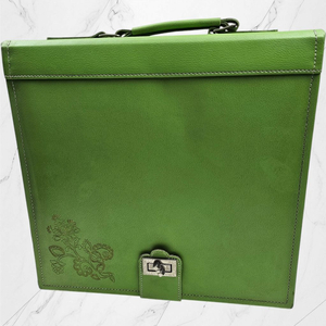 고급스러운 핸드메이드 그린 가죽 서류 가방 액자가방