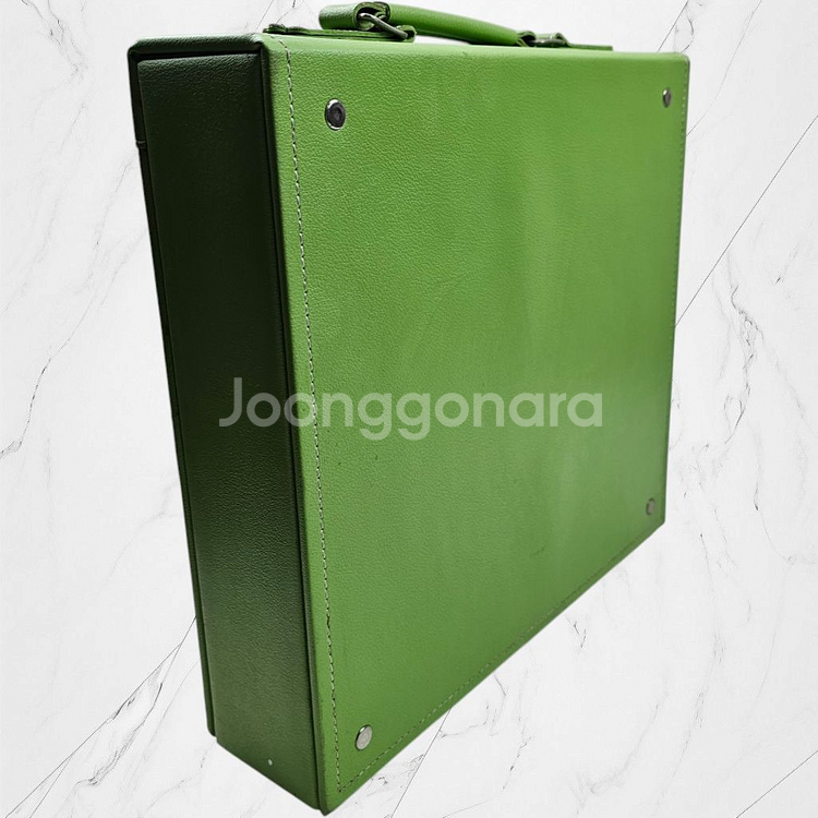 고급스러운 핸드메이드 그린 가죽 서류 가방 액자가방--4
