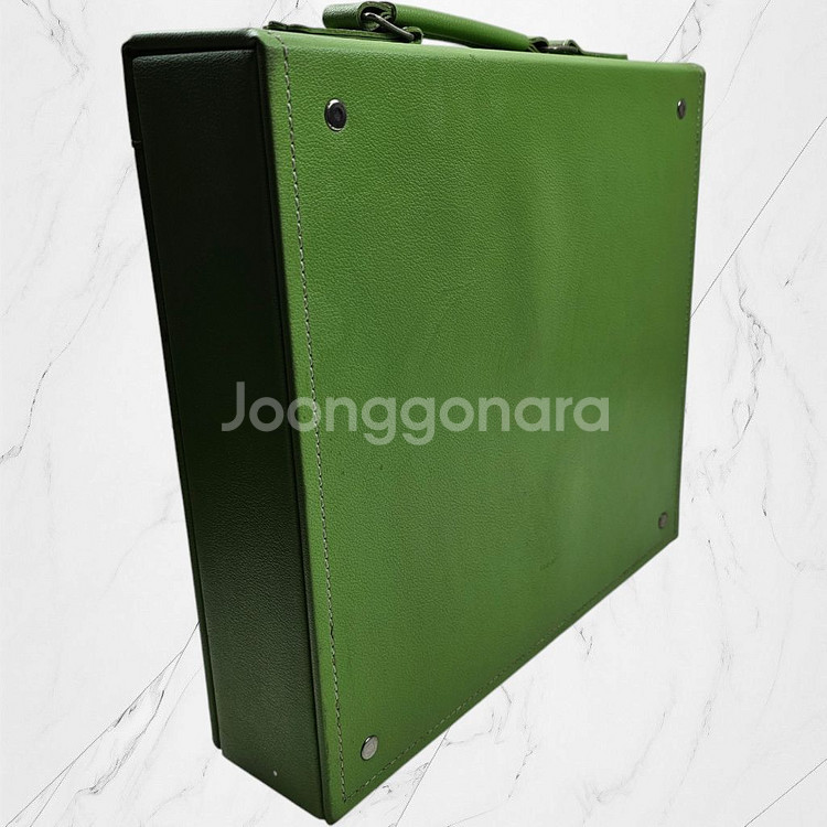 고급스러운 핸드메이드 그린 가죽 서류 가방 액자가방--7