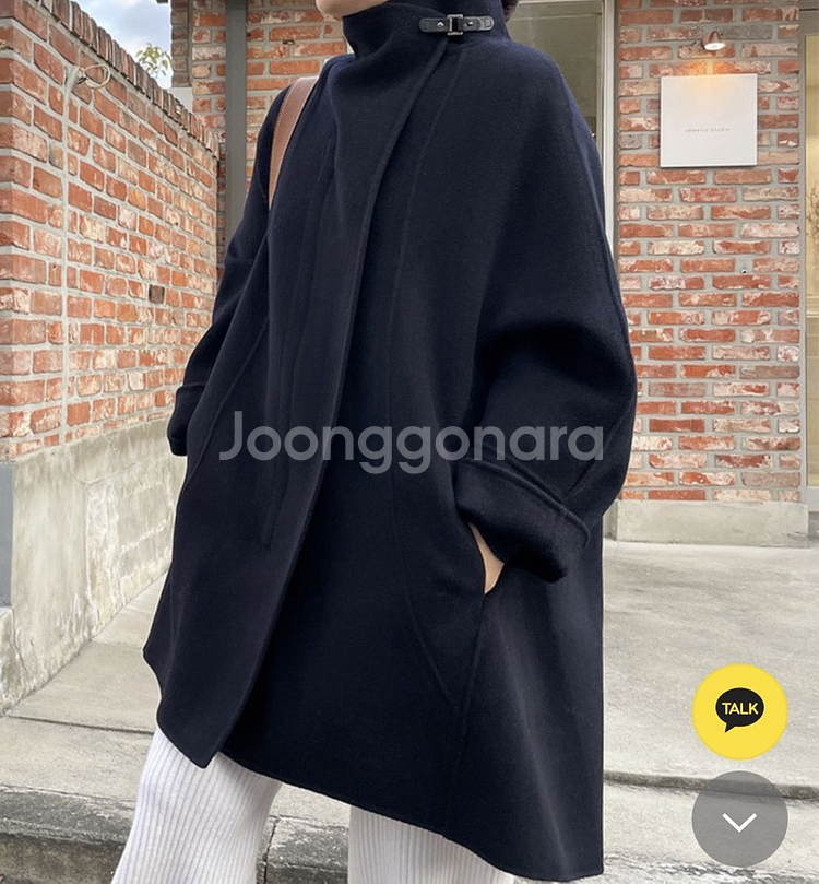 디그리스 제평 이데 idee 도브 에르 버클 울 코트 케이프 핸드메이드--2