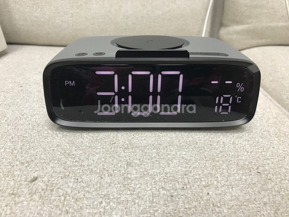 블루투스 스피커 무선 충전기 알람 시계 LED 조명--7