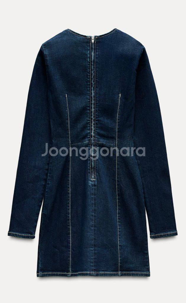 택부착) 자라 긴팔 데님 원피스--1