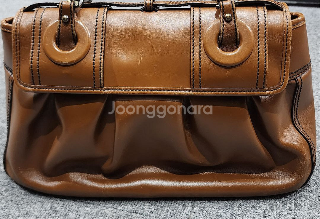 펜디 빈티지 브라운 가죽 레더 B 체인 숄더백 가방--2