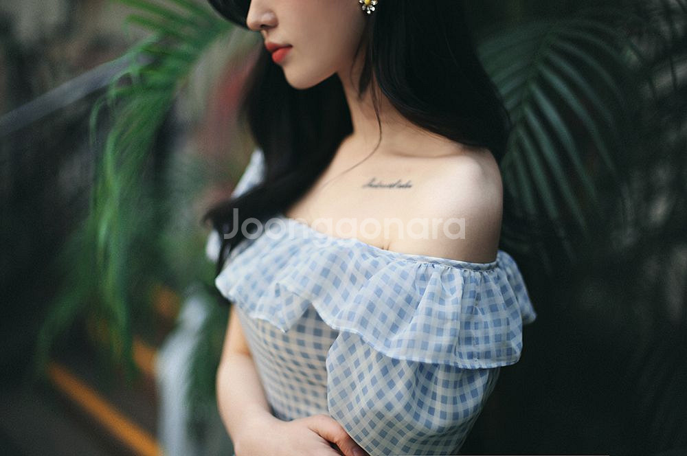 밀크코코아 스퀘어 원피스 체크원피스 오프숄더원피스--2