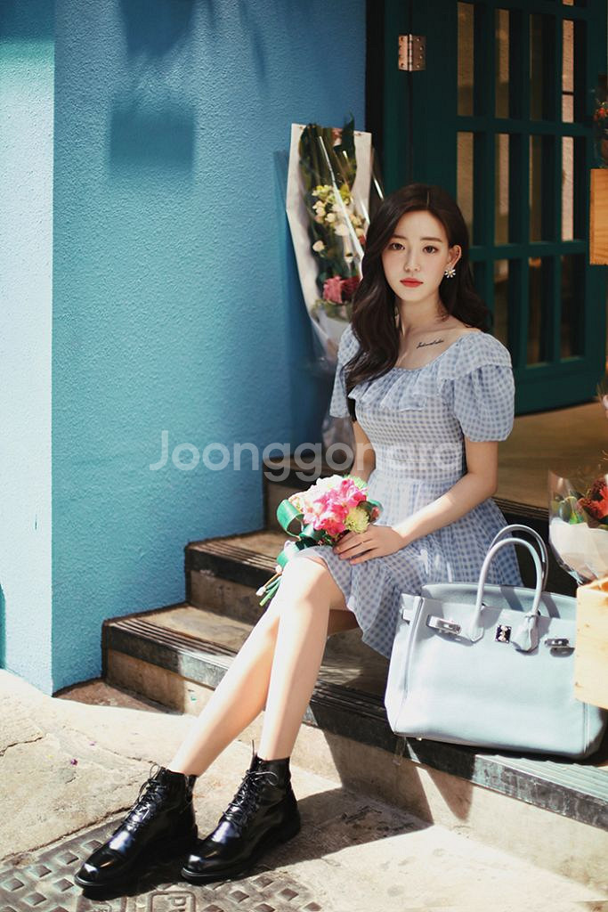 밀크코코아 스퀘어 원피스 체크원피스 오프숄더원피스--7