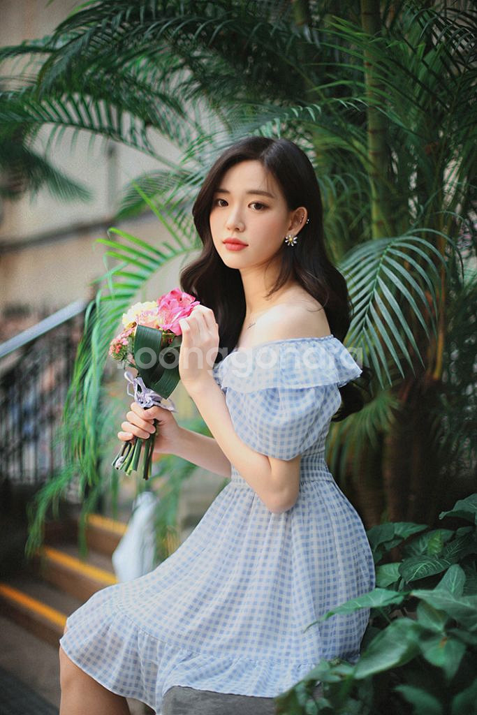 밀크코코아 스퀘어 원피스 체크원피스 오프숄더원피스--4